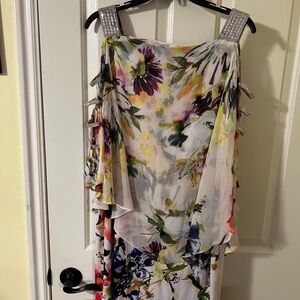 Floral Sleeveless Dress with Rhinestone Straps